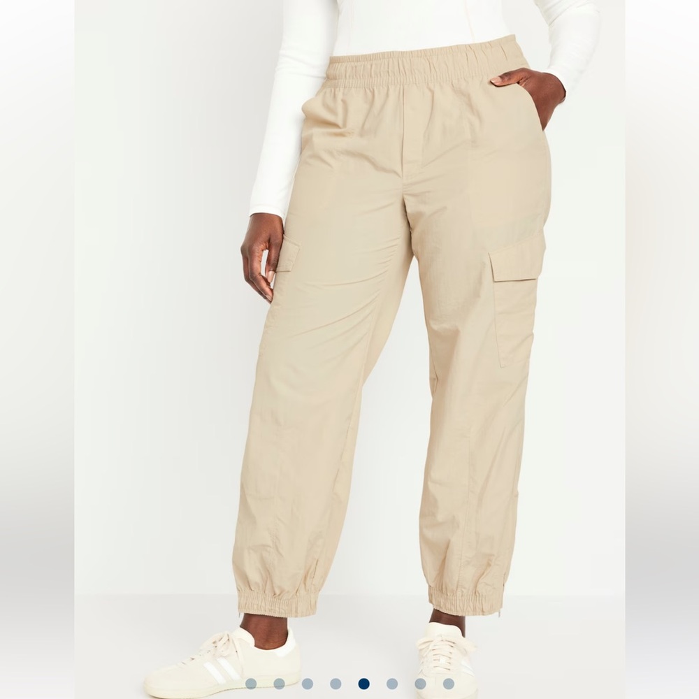 NWT OLD NAVY Stone High-Waisted Ankle-Zip Cargo Joggers